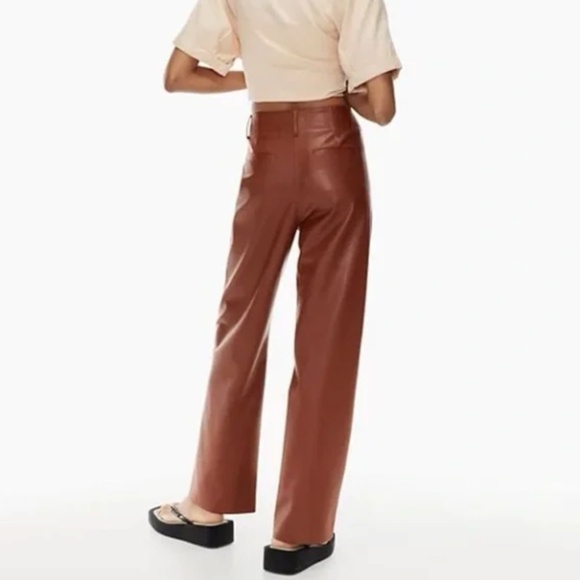 Wilfred Free Aritzia Ascendant Vegan Leather Utility Pants – Cognac – Size 2 - Picture 3 of 13